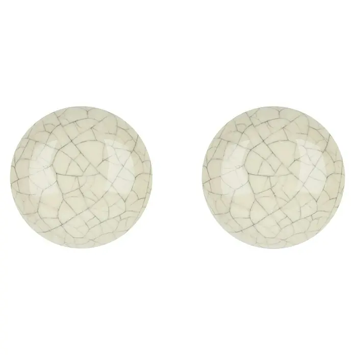 Rei Pomo para muebles - Diámetro: 30 mm, Blanco roto, Brillante, 2 ud. - Dos cuencos de cerámica con un esmalte craquelado en un blanco crema suave, ideales para uso diario o como detalle decorativo.
