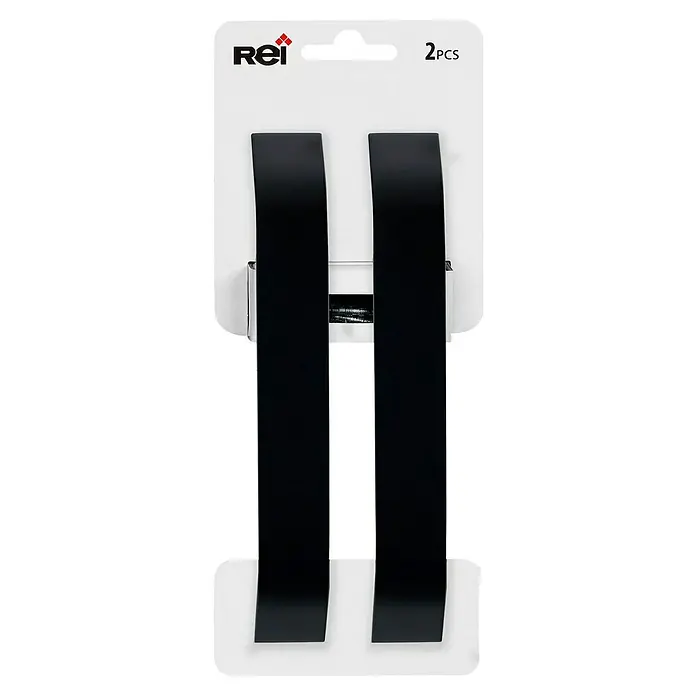Rei Tirador para muebles - Distancia entre orificios: 160 mm, Negro, Mate, 2 ud. - Embalaje con dos soportes para herramientas Rei para montaje en pared, ideal para el taller o garaje para crear orden.