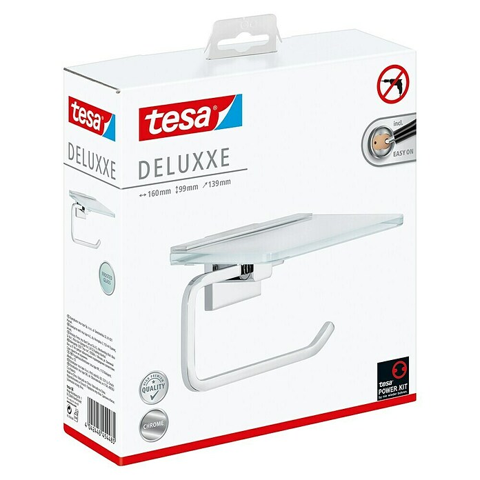 Tesa Deluxxe Papierrollenhalter Deluxxe (Mit Ablage, chrom-weiß, Glänzend) | BAUHAUS