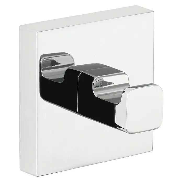Tesa Deluxxe Handtuchhaken - Chrom, Glänzend - Doppelter Handtuchhaken aus glänzendem Chrom. Der Handtuchhaken hat ein modernes, eckiges Design und ist ein praktisches Accessoire für jedes Badezimmer.