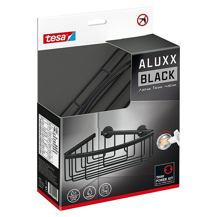 Tesa Aluxx Eckduschkorb Aluxx (1-stöckig, Schwarz, Eloxiert) | BAUHAUS