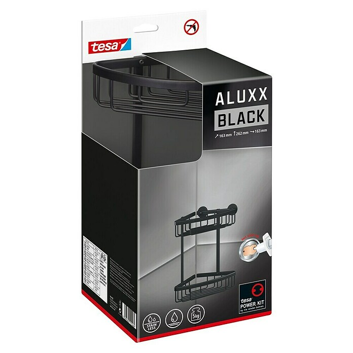 Tesa Aluxx Eckduschkorb Aluxx (L x B x H: 16,3 x 16,3 x 26,2 cm, Schwarz, Matt) | BAUHAUS