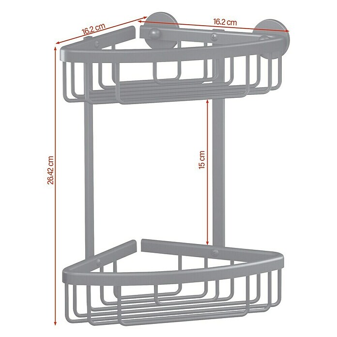 Tesa Aluxx Eckduschkorb (L x B x H: 16,3 x 16,3 x 26,2 cm, Schwarz, Matt) | BAUHAUS