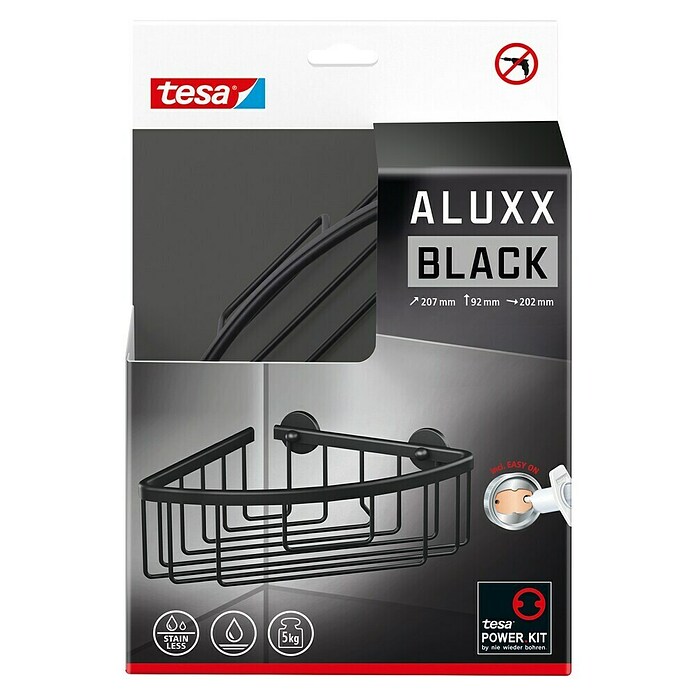 Tesa Aluxx Eckduschkorb (1-stöckig, Schwarz, Eloxiert) | BAUHAUS