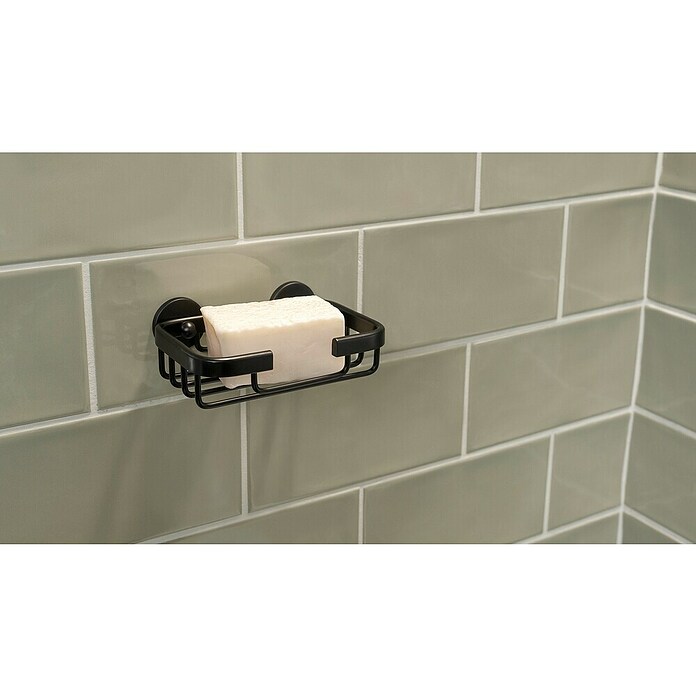 Tesa Aluxx Držač sapuna  (D x Š x V: 9,5 x 13,5 x 4,7 cm, Crna, Mat) | BAUHAUS