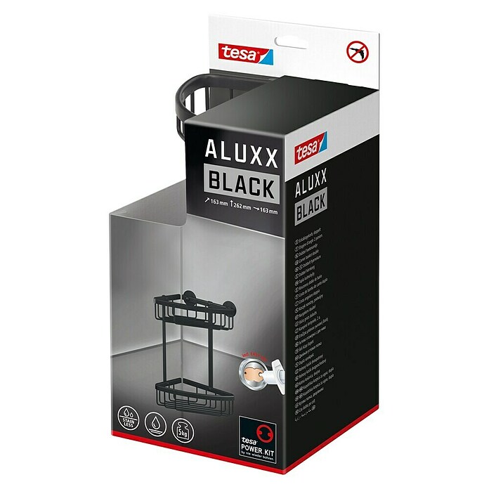 Tesa Aluxx Eckduschkorb Aluxx (L x B x H: 16,3 x 16,3 x 26,2 cm, Schwarz, Matt) | BAUHAUS