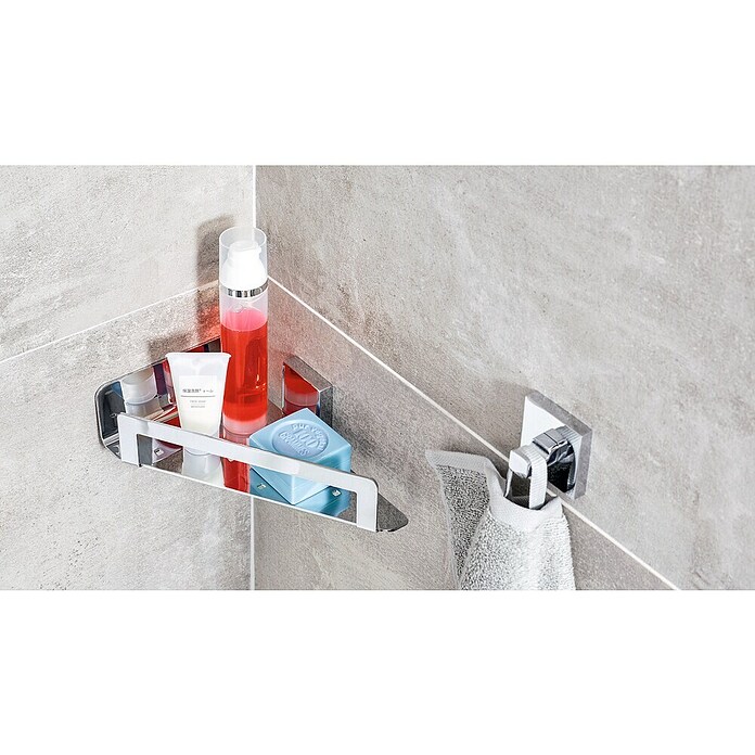 Tesa Deluxxe Eckduschkorb (L x B x H: 15 x 22 x 5,5 cm, Chrom, Glänzend) | BAUHAUS