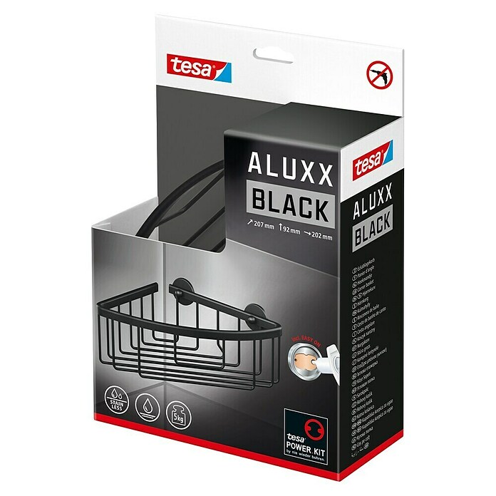 Tesa Aluxx Eckduschkorb Aluxx (1-stöckig, Schwarz, Eloxiert) | BAUHAUS