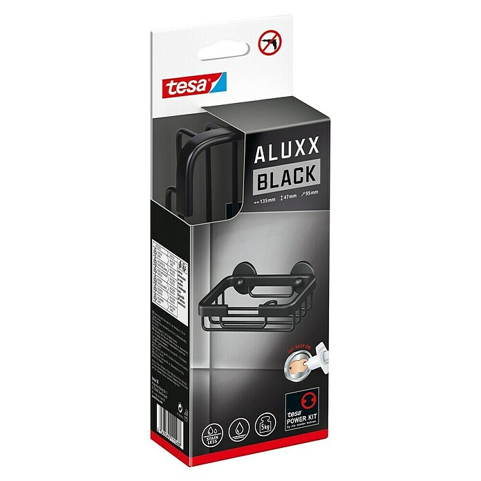 Tesa Aluxx Seifenkorb (L x B x H: 9,5 x 13,5 x 4,7 cm, Schwarz, Matt) | BAUHAUS