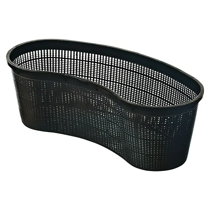 Heissner Pflanzkorb - Kunststoff, L x B x H: 45 x 18 x 15 cm - Schwarzer, nierenförmiger Wäschekorb aus Kunststoff mit durchbrochenem Design, ideal für Badezimmer oder Schlafzimmer.