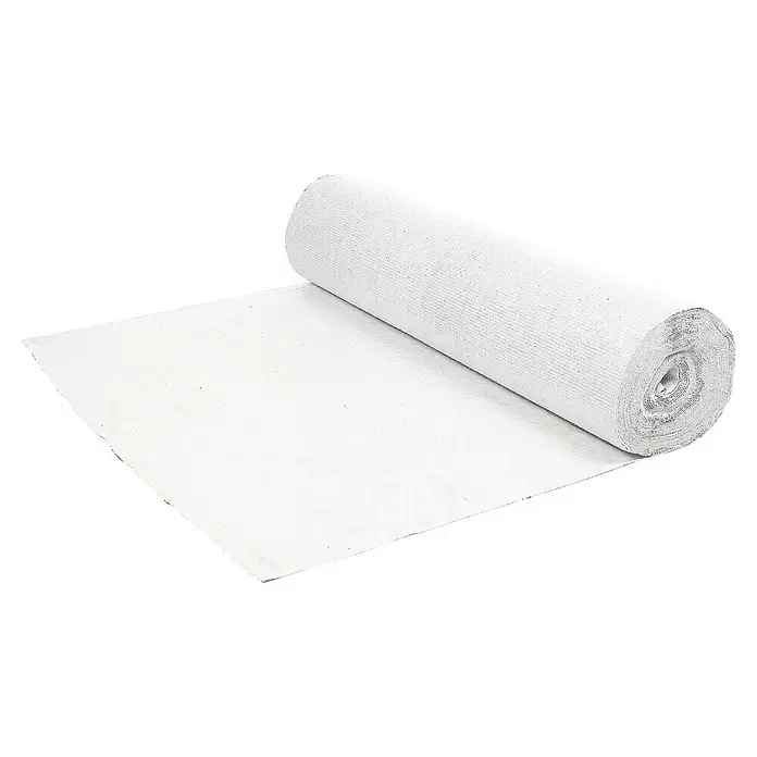 Heissner Teich-Schutzvlies - Stärke: 0,1 cm - Eine Rolle weißes, texturiertes Gewebe oder Textil rollt sich diagonal ab.