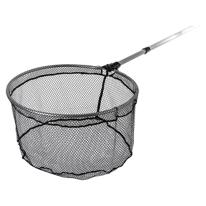 Heissner Fischkescher - Länge Griff: 75 cm - 140 cm - Schwarzer Kescher mit silbernem Teleskopstiel.