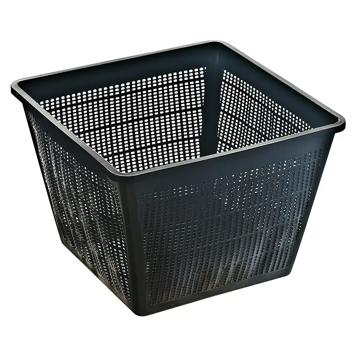 Heissner Pflanzkorb - 19 x 19 cm, Kunststoff - Schwarzer, quadratischer Gitterkorb. Ideal für die Aufbewahrung und Organisation verschiedener Gegenstände.
