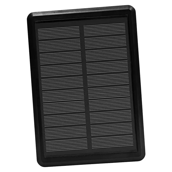 Heissner Solar-Teichpumpen-Set Frosch - Fördermenge pro Std.: 200 l - Schwarzes, rechteckiges Solarpanel mit horizontalen Zellen und schwarzem Rahmen.
