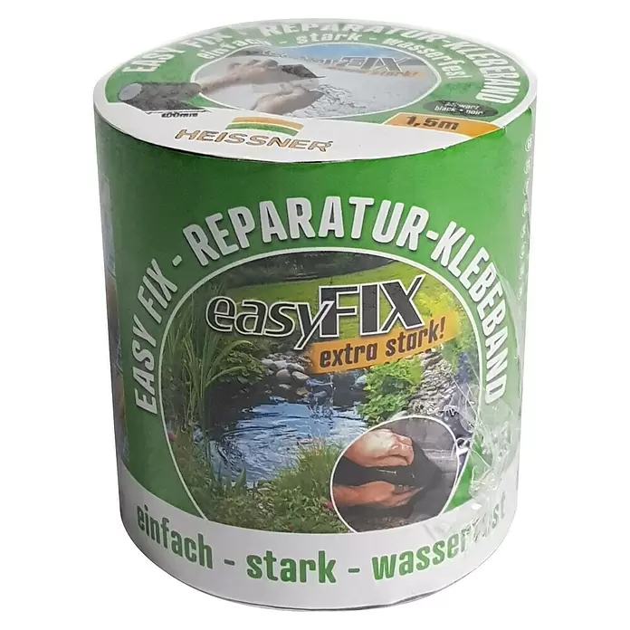 Heissner Reparaturklebeband - schwarz, 150 x 10 cm - HEISSNER easyFIX Reparatur-Klebeband in grüner Verpackung, schwarz, 1,5m, extra stark und wasserfest.