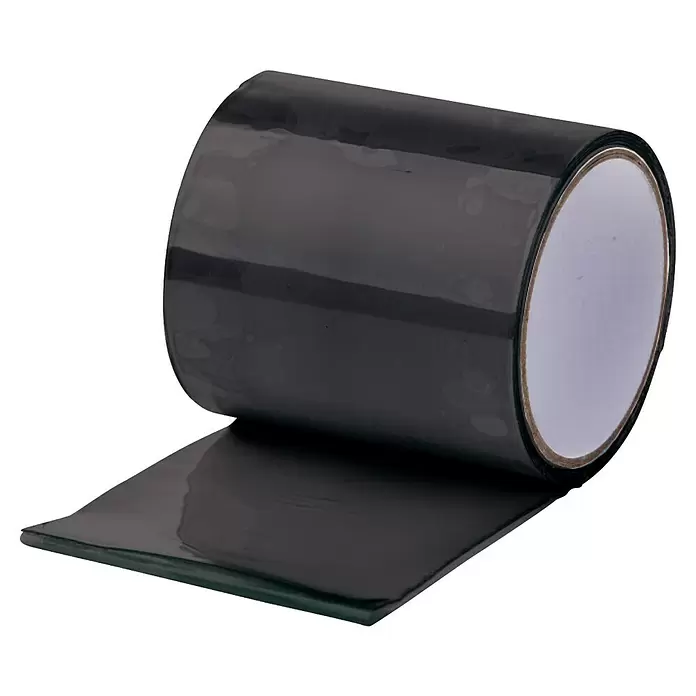 Heissner Reparaturklebeband - schwarz, 150 x 10 cm - Rolle schwarzes, dickes Klebeband mit weißem Kern, teilweise abgerollt.
