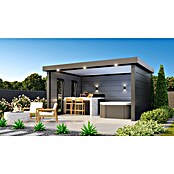Telluria Pavillon Singolo 4836 inkl. Elektro-Set (Außenmaß inkl. Dachüberstand (B x T): 508 x 388 cm, Stahl, Lichtgrau, Inkl. Innenwandverkleidung, Fenster links & Elektro-Set) | BAUHAUS