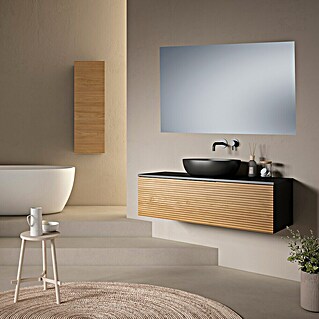 Conjunto de mueble de baño Compact 3D mini (120 cm, Negro/Roble, 4 pzs.)