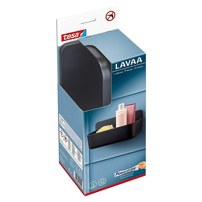 Tesa Duschkorb Lavaa (26 x 11 x 13 cm, Schwarz, Matt) | BAUHAUS