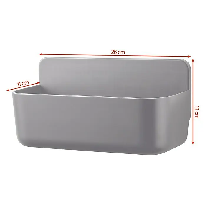 Tesa Duschkorb Lavaa - 26 x 11 x 13 cm, Schwarz, Matt - Grauer Behälter mit den Maßen 26 cm breit, 11 cm tief und 13 cm hoch. Praktische Aufbewahrungslösung für verschiedene Gegenstände im Haus.