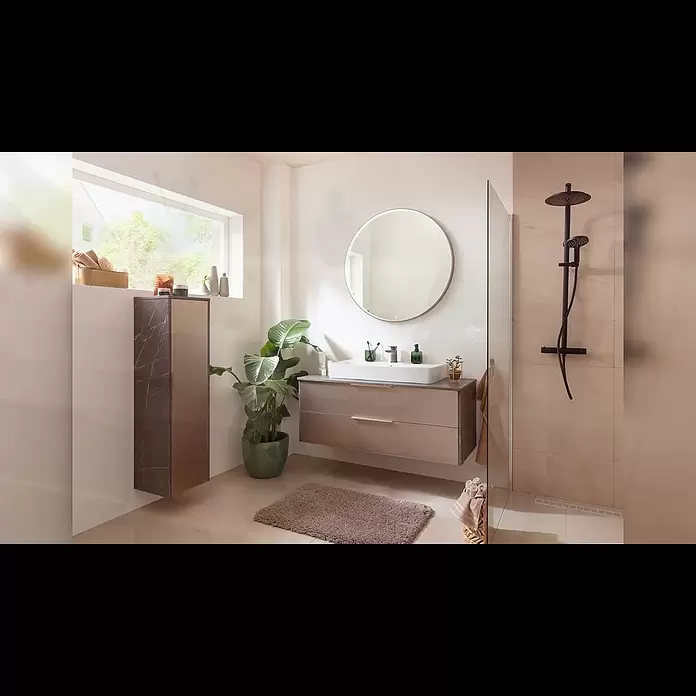 Camargue Marble Badmöbel-Set - 90 cm, Grau Marmor/Goldbronze, 3 -tlg. - Camargue - Marble