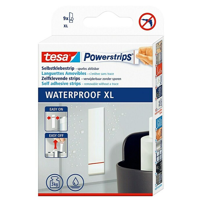 Tesa Powerstrips Waterproof Selbstklebestrip XL (9 Stk.) | BAUHAUS