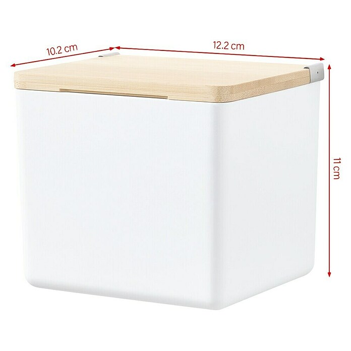 Tesa Aufbewahrungsbox Baboo (L x B x H: 12,2 x 10,2 x 11 cm, ABS-Kunststoff, Weiß/Bambus) | BAUHAUS