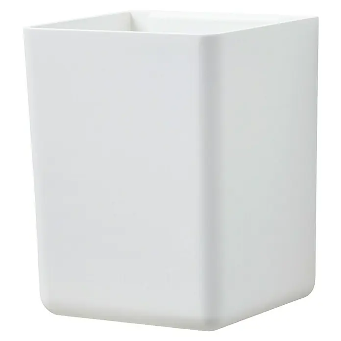 Tesa Aufbewahrungsbox Baboo - L x B x H: 8,6 x 8 x 11 cm, Kunststoff - Ein schlichter, weißer, rechteckiger Papierkorb, perfekt für Büro oder Zuhause.