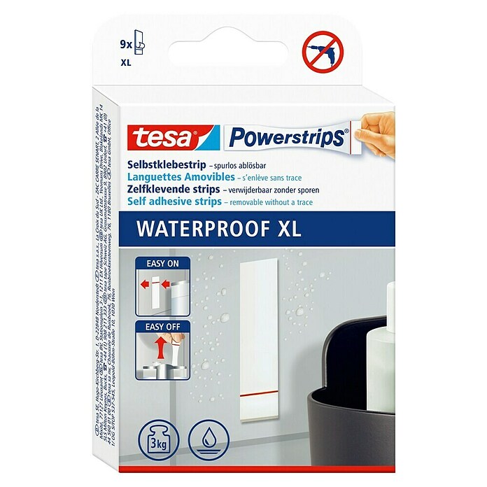 Tesa Powerstrips Waterproof Selbstklebestrip XL (9 Stk.) | BAUHAUS