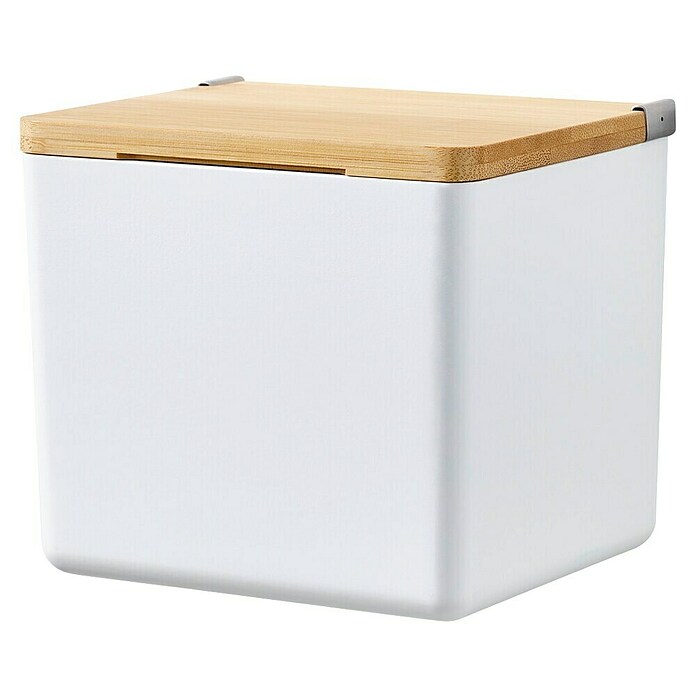 Tesa Aufbewahrungsbox Baboo (L x B x H: 12,2 x 10,2 x 11 cm, ABS-Kunststoff, Weiß/Bambus) | BAUHAUS