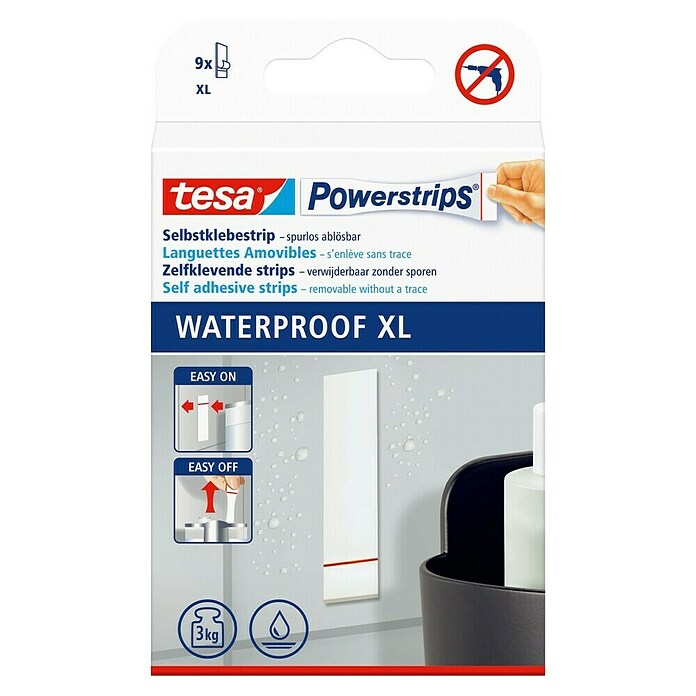 Tesa Powerstrips Waterproof Selbstklebestrip XL (9 Stk.) | BAUHAUS