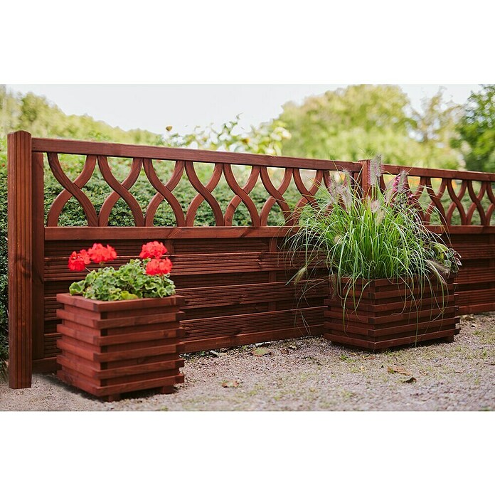 Macetero para plantas Torino (Dimensiones externas (L x An x Al): 59 x 34 x 34 cm, Madera, Teca) | BAUHAUS