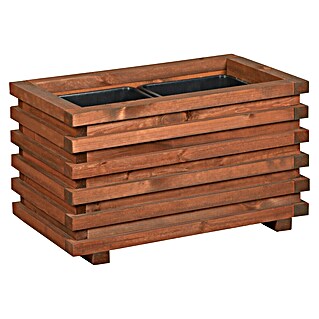 Pflanzkübel eckig Torino (Außenmaß (L x B x H): 59 x 34 x 34 cm, Holz, Teak)