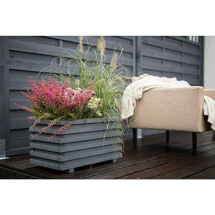 Macetero para plantas Torino (Dimensiones externas (L x An x Al): 59 x 34 x 34 cm, Madera, Gris) | BAUHAUS