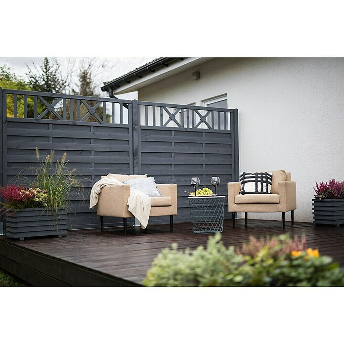 Macetero para plantas Torino (Dimensiones externas (L x An x Al): 59 x 34 x 34 cm, Madera, Gris) | BAUHAUS