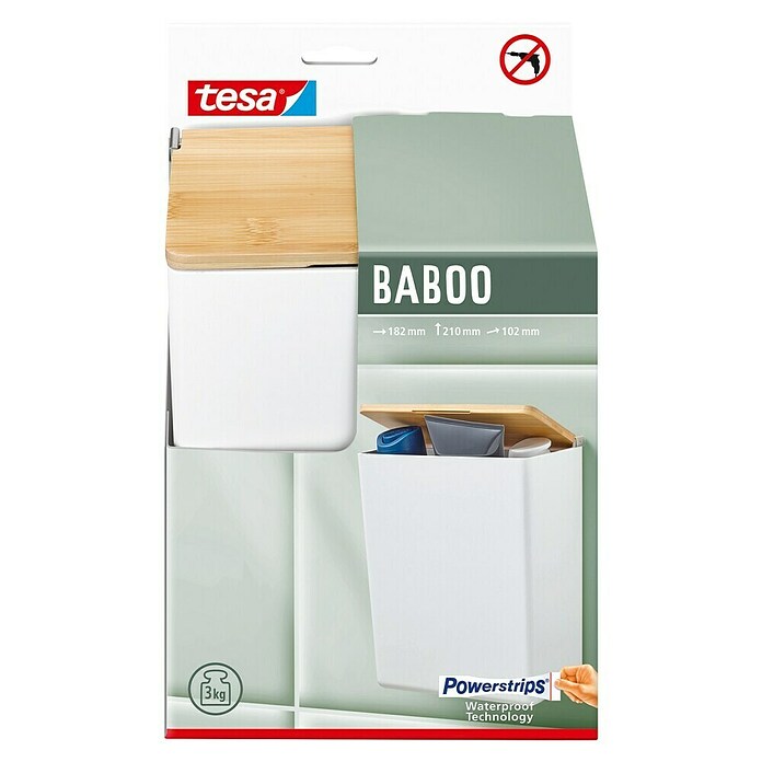 Tesa Zaboj za shranjevanje Baboo  (Do x Š x V: 18,2 x 10,2 x 21 cm, ABS-plastika, Bela/Bambus) | 3748 - Badkörbe Marke | DADD - Accessoires | DAD - Badausstattung | DA - Badausstattung/Bäderwelt | D - Sanitär | BAUHAUS