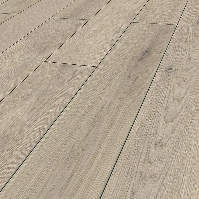 LOGOCLIC Vinto Laminat Classic - Eiche Nassau, Landhausdiele, 1.288 x 195 x 8 mm - Helles Holzbodenmuster mit natürlicher Maserung. Perfekt für moderne Innenräume und verleiht jedem Raum Wärme und Eleganz.