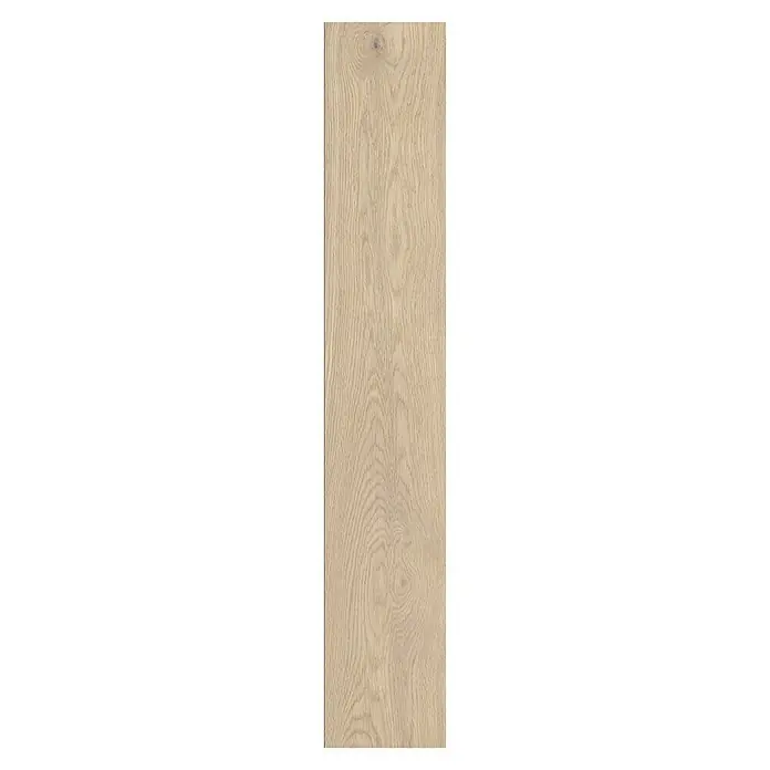 LOGOCLIC Vinto Laminat Classic - Eiche Cornsilk, Landhausdiele, 1.288 x 195 x 8 mm - Nahaufnahme eines Holzpaneels mit Maserung in hellen Beigetönen, ideal für Fußböden oder Wandverkleidungen.