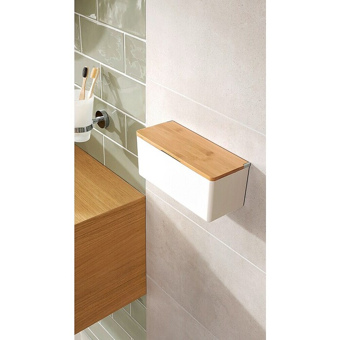 Tesa Zaboj za shranjevanje Baboo  (Do x Š x V: 24,2 x 10,2 x 11 cm, ABS-plastika, Bela/Bambus) | 3748 - Badkörbe Marke | DADD - Accessoires | DAD - Badausstattung | DA - Badausstattung/Bäderwelt | D - Sanitär | BAUHAUS
