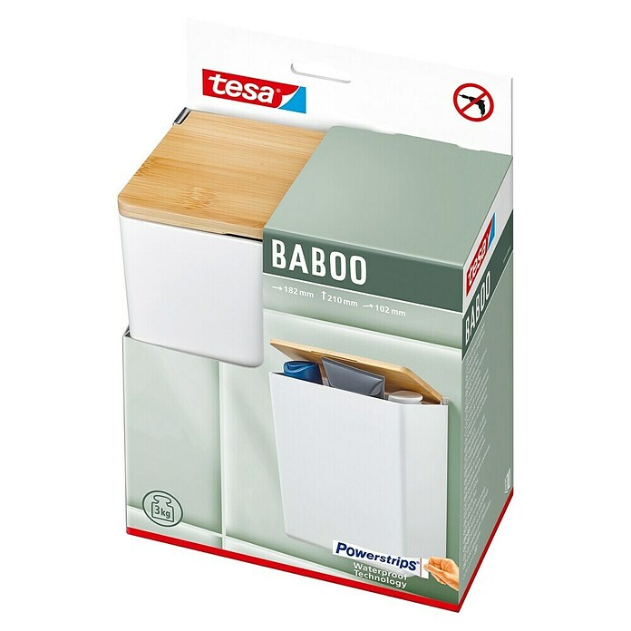 Tesa Zaboj za shranjevanje Baboo  (Do x Š x V: 18,2 x 10,2 x 21 cm, ABS-plastika, Bela/Bambus) | 3748 - Badkörbe Marke | DADD - Accessoires | DAD - Badausstattung | DA - Badausstattung/Bäderwelt | D - Sanitär | BAUHAUS
