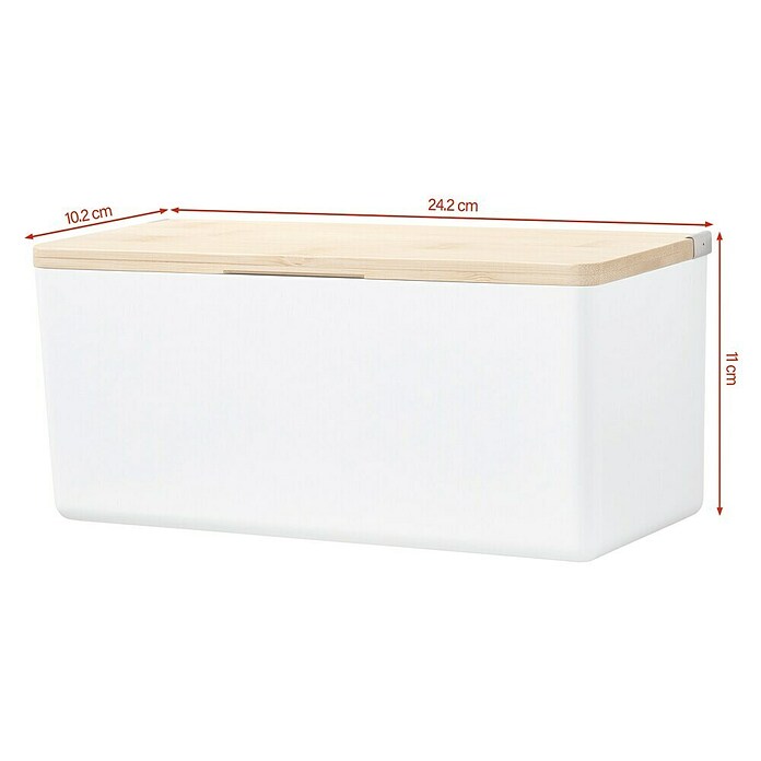 Tesa Aufbewahrungsbox Baboo (L x B x H: 24,2 x 10,2 x 11 cm, ABS-Kunststoff, Weiß/Bambus) | BAUHAUS