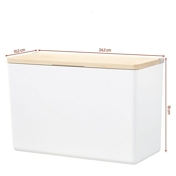 Tesa Aufbewahrungsbox Baboo (L x B x H: 24,2 x 10,2 x 16 cm, ABS-Kunststoff, Weiß/Bambus) | BAUHAUS