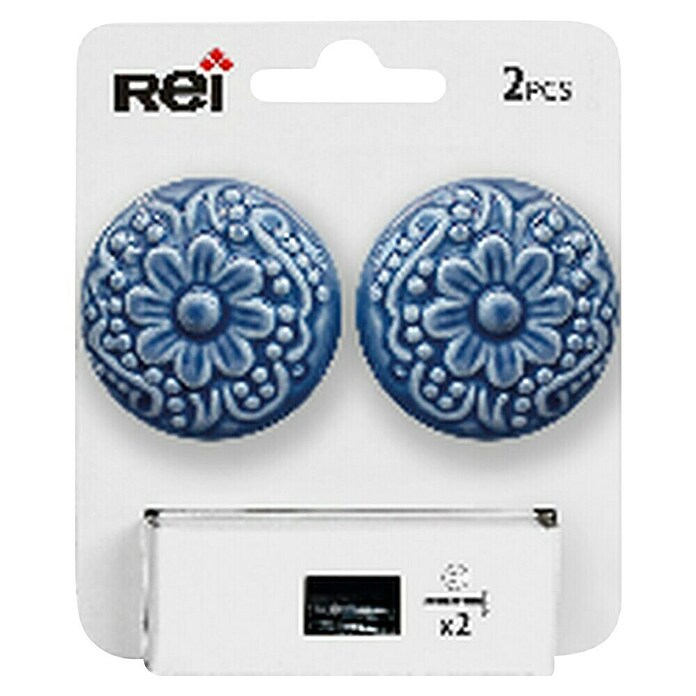 Rei Pomo para muebles (Diámetro: 44 mm, Azul, Brillante, 2 ud.) | BAUHAUS