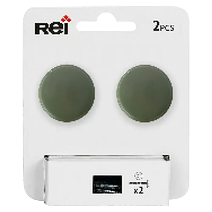 Rei Pomo para muebles - Diámetro: 33 mm, Verde, Mate, 2 ud. - Un paquete de dos botones Rei verdes, ideales para pegar a ropa o bolsos para añadir un toque de color y estilo.