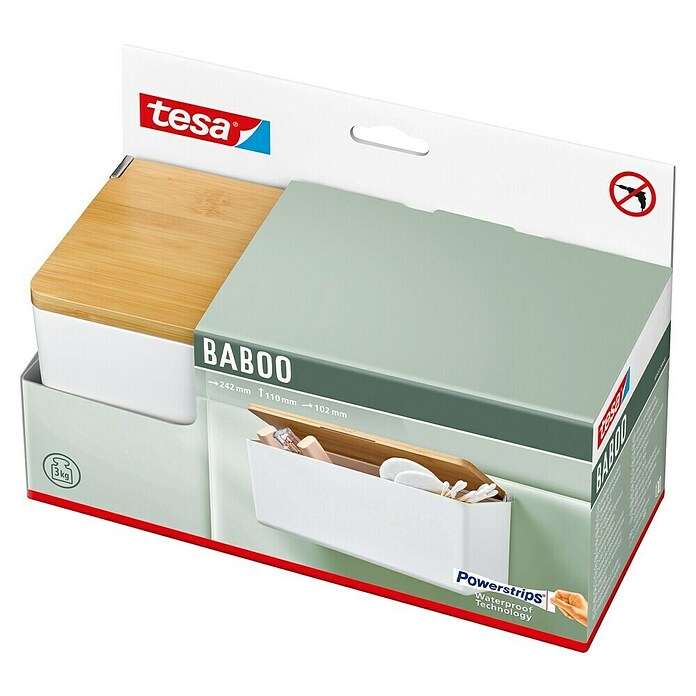 Tesa Zaboj za shranjevanje Baboo  (Do x Š x V: 24,2 x 10,2 x 11 cm, ABS-plastika, Bela/Bambus) | 3748 - Badkörbe Marke | DADD - Accessoires | DAD - Badausstattung | DA - Badausstattung/Bäderwelt | D - Sanitär | BAUHAUS