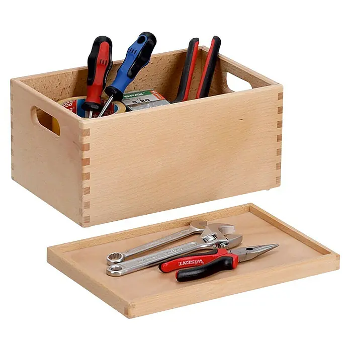 Zeller Present Deckel - L x B: 30 x 20 cm, Passend für: Zeller Present Stapelbox 30 x 20 cm, Holz - Werkzeugkasten aus Holz mit Schraubenziehern, Zangen und Schraubenschlüsseln. Praktische Aufbewahrung für Handwerker und Heimwerker.