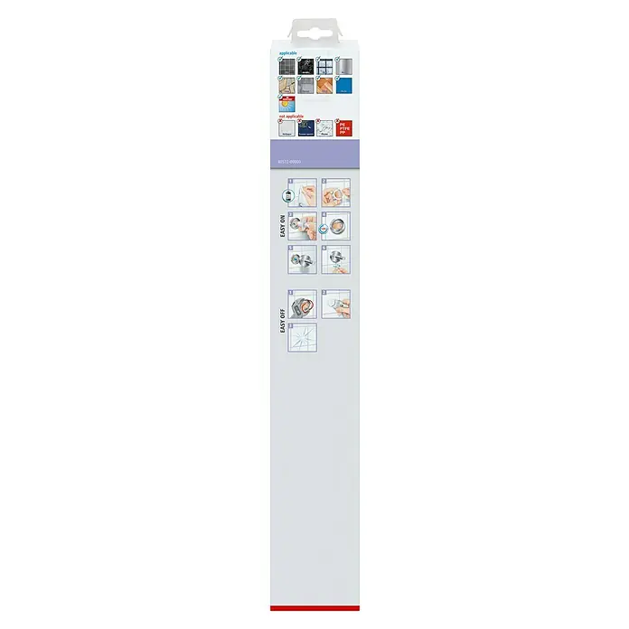 Tesa Moon Handtuchhalter - 2-armig, Weiß, Matt - Abbildung der Rückseite der Produktverpackung mit Informationen zur Anbringung und Entfernung eines Zubehörs.