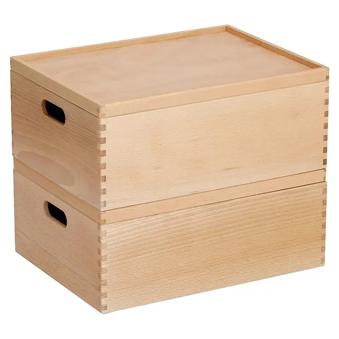Zeller Present Deckel - L x B: 40 x 30 cm, Passend für: Zeller Present Stapelbox 40 x 30 cm, Holz - Zwei aufeinander gestapelte Holzaufbewahrungsboxen mit Deckel und Griffaussparungen. Praktische Organizer für jedes Zuhause.
