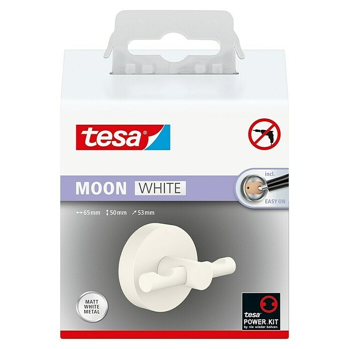 Tesa Moon Kupaonska kukica za ručnik  (S 2 kraka, Bijela, Mat) | BAUHAUS