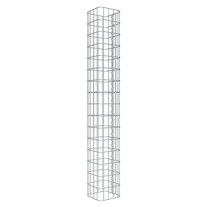 Gabiona Gabionensäule - 22 x 22 x 160 cm, Metall, Maschenbreite: 50 mm, Maschenhöhe: 100 mm - Das Bild zeigt eine Gabione, einen Drahtgitterkorb, der mit Steinen oder anderen Materialien gefüllt werden kann. Ideal für Gartenmauern.